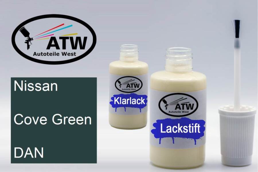 Nissan, Cove Green, DAN: 20ml Lackstift + 20ml Klarlack - Set, von ATW Autoteile West.